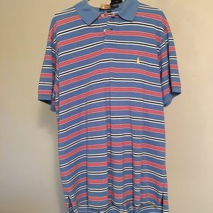 Polo red white blue striped shirt